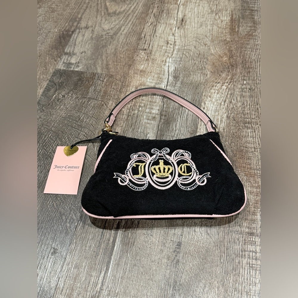 Juicy Couture Black Shoulder Bag with Pink Trim